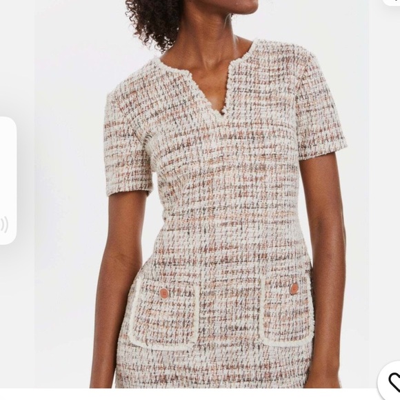 Connected Apparel Tweed Short Sleeve Sheath Dress - Picture 4 of 14